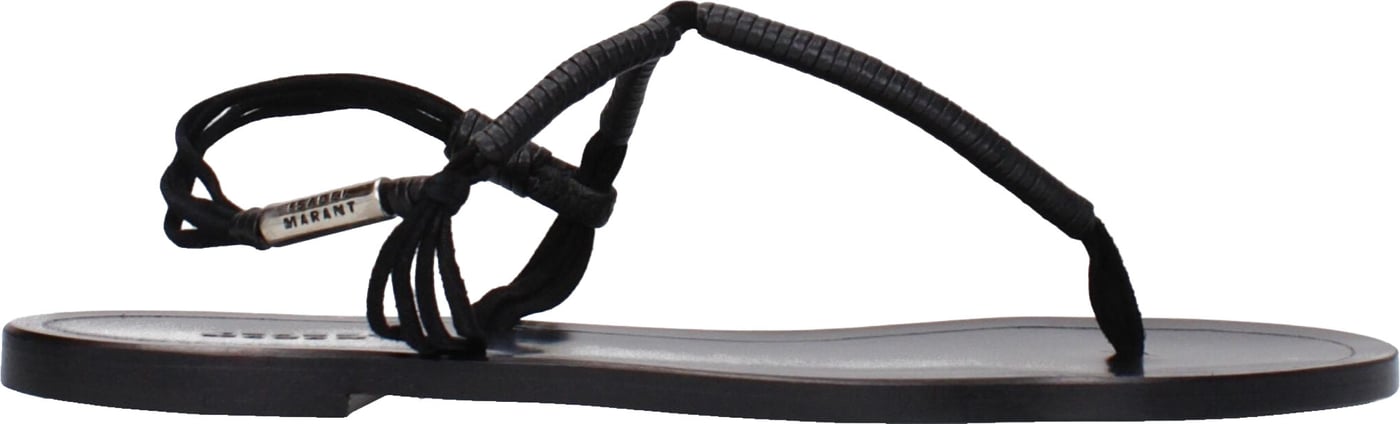 Isabel Marant Black Leather Flip-Flop Sandals