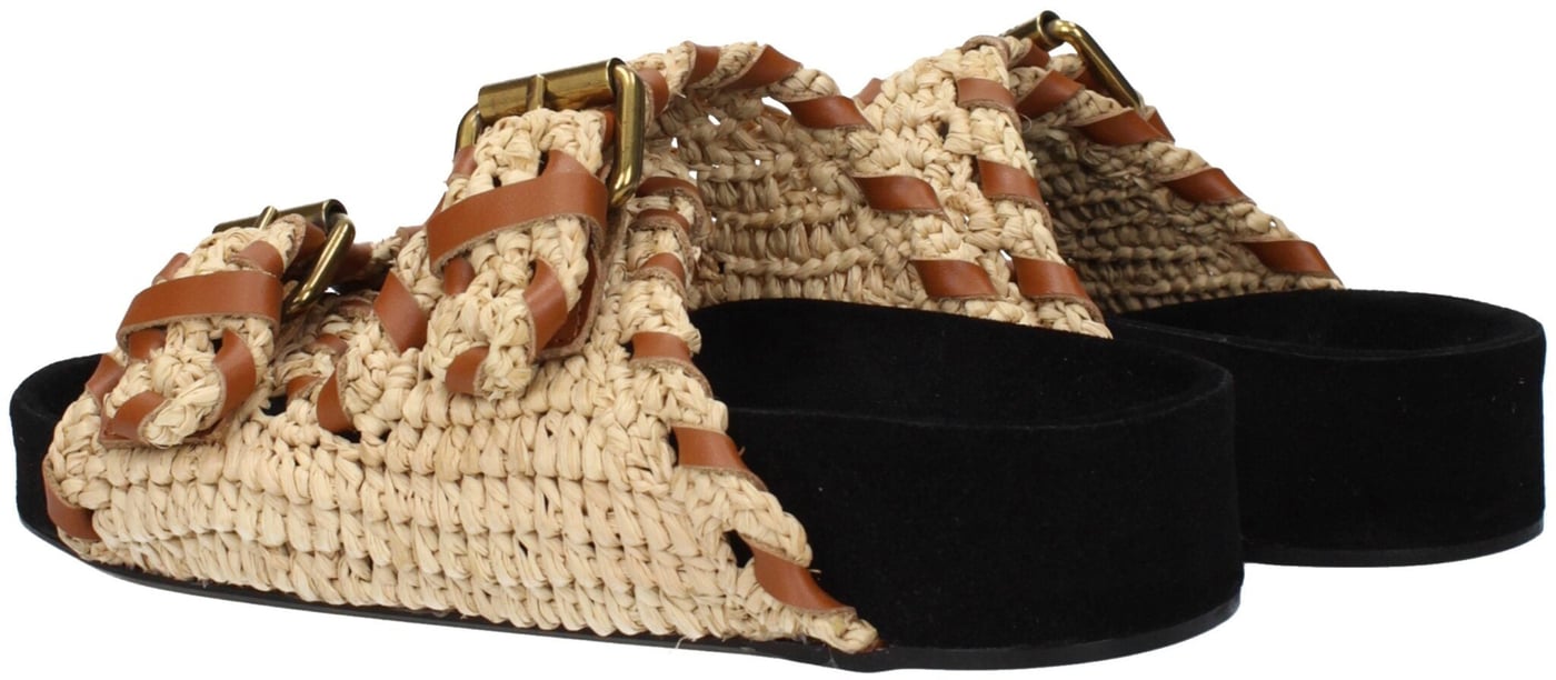 Isabel Marant Beige Raffia Slippers