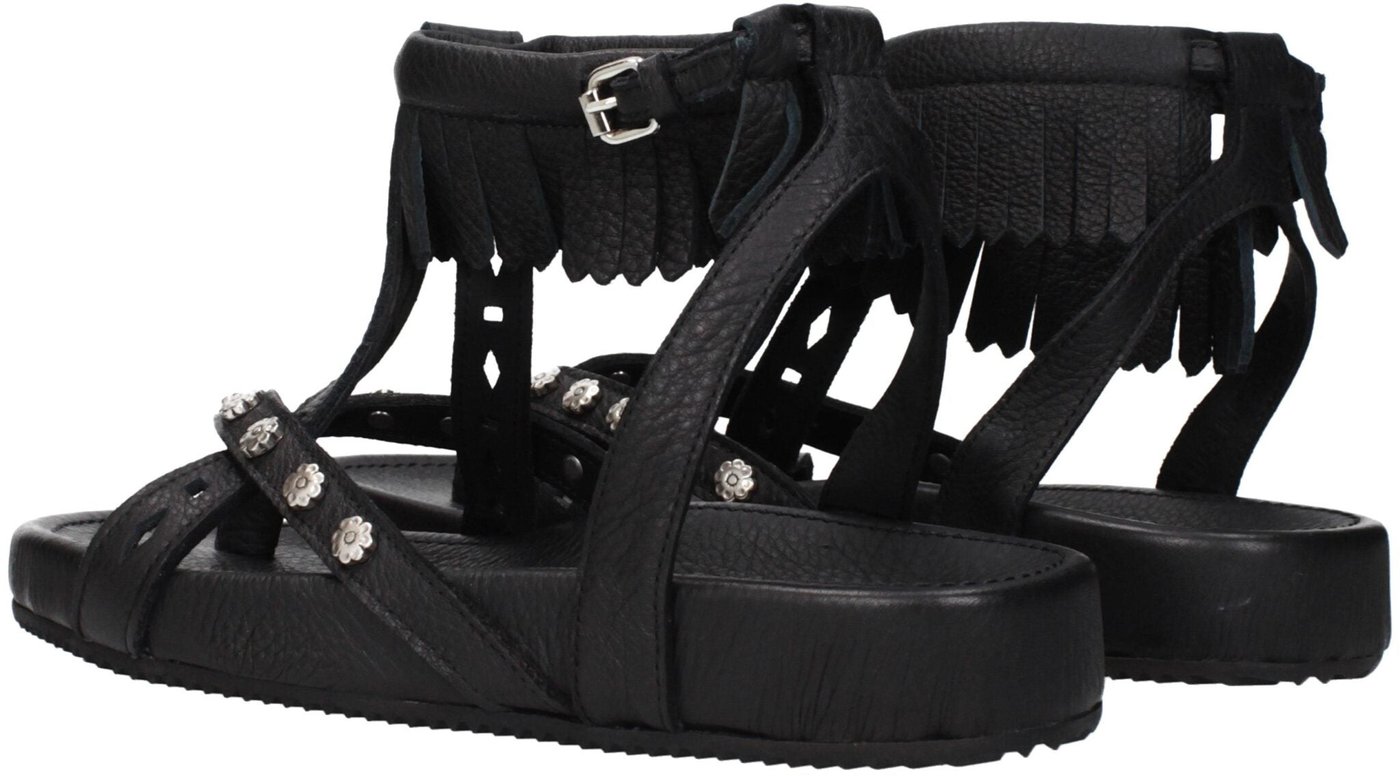Isabel Marant Black Leather Flat Sandals