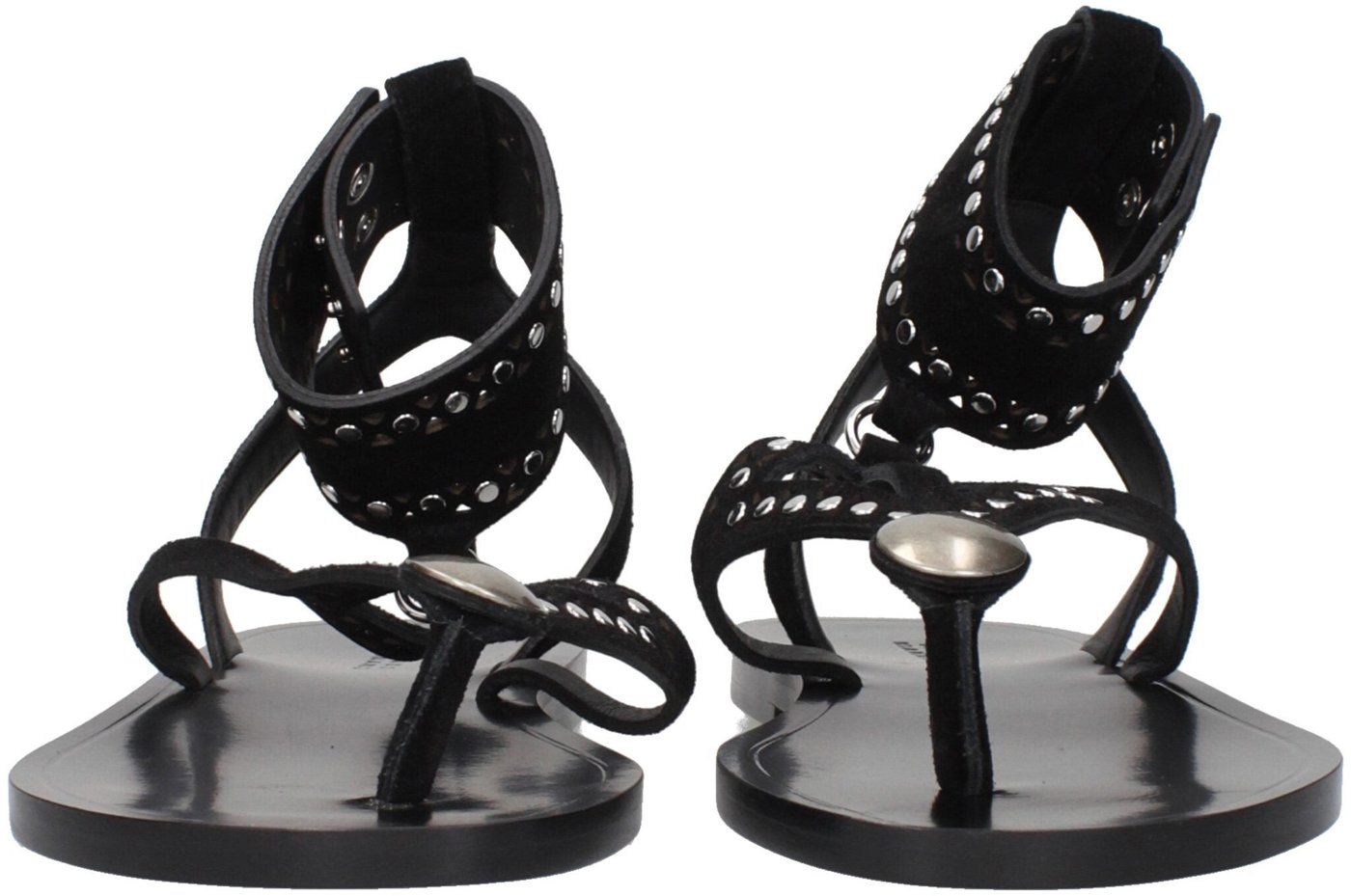 Isabel Marant Black Leather Flip-Flop Sandals