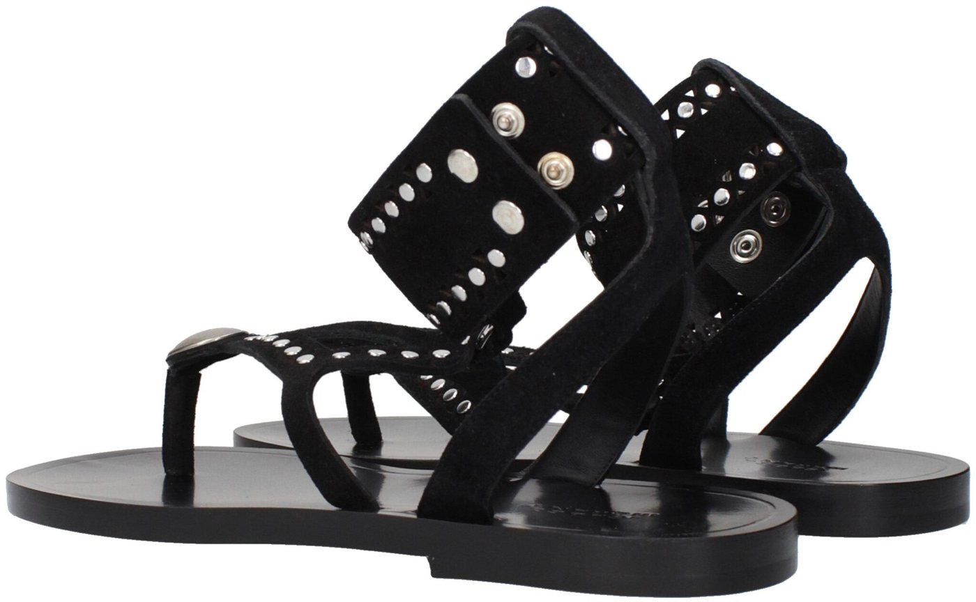 Isabel Marant Black Leather Flip-Flop Sandals