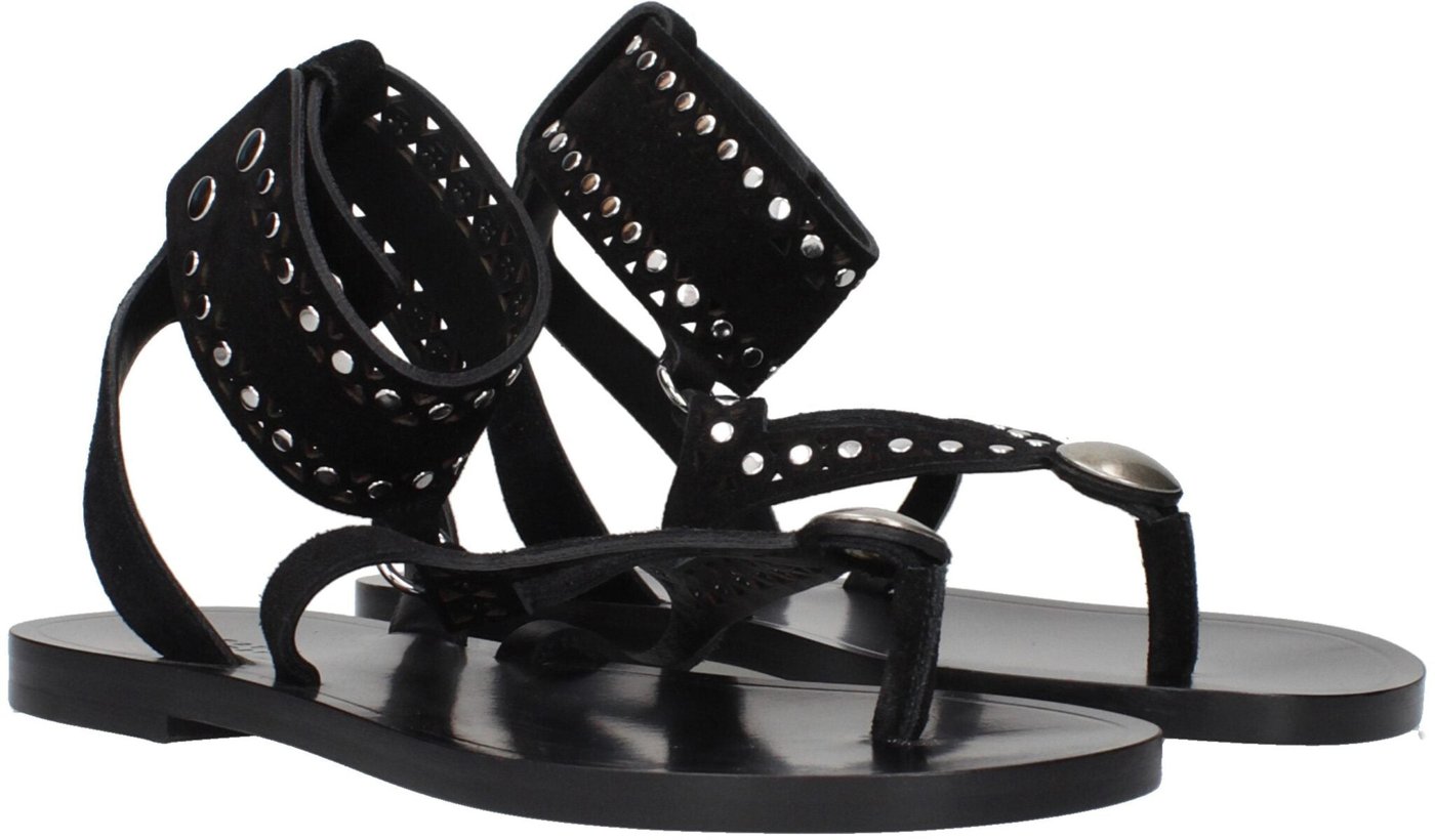 Isabel Marant Black Leather Flip-Flop Sandals