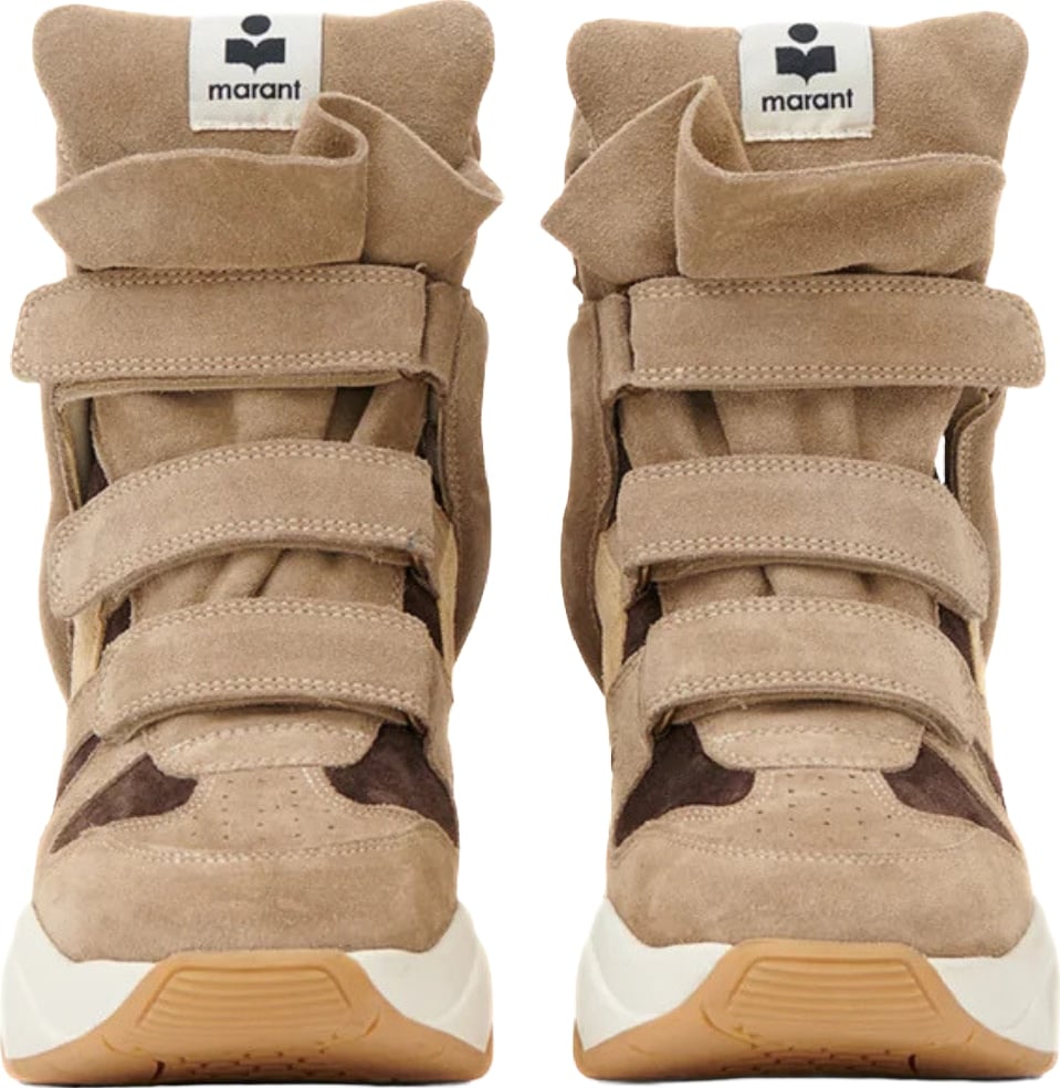 Brown High-Top Suede Wide Strap Sneakers