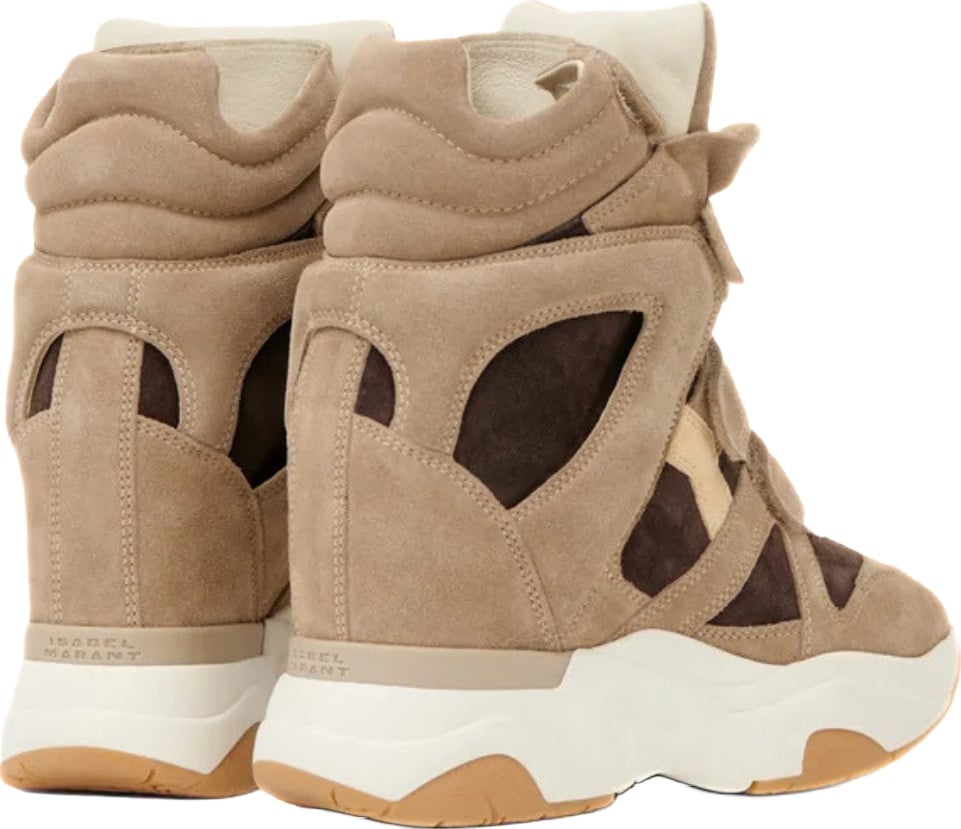 Brown High-Top Suede Wide Strap Sneakers