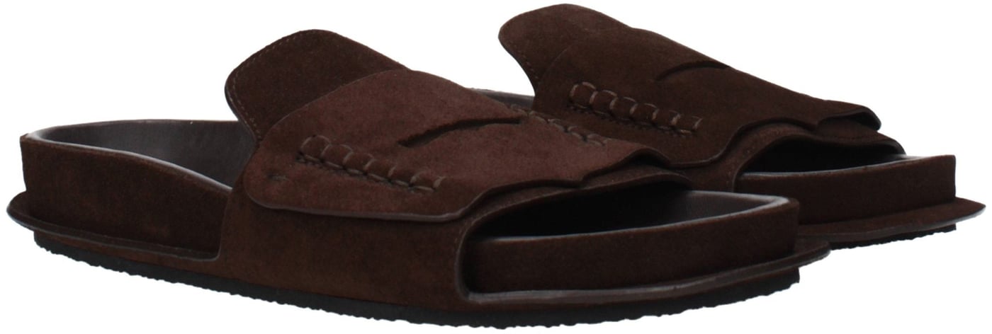 Jacquemus Brown Leather Slippers