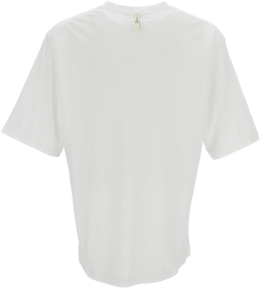 Minimalist Crew Neck White T-Shirt With Logo Detail