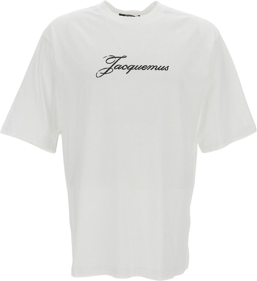 Minimalist Crew Neck White T-Shirt With Logo Detail