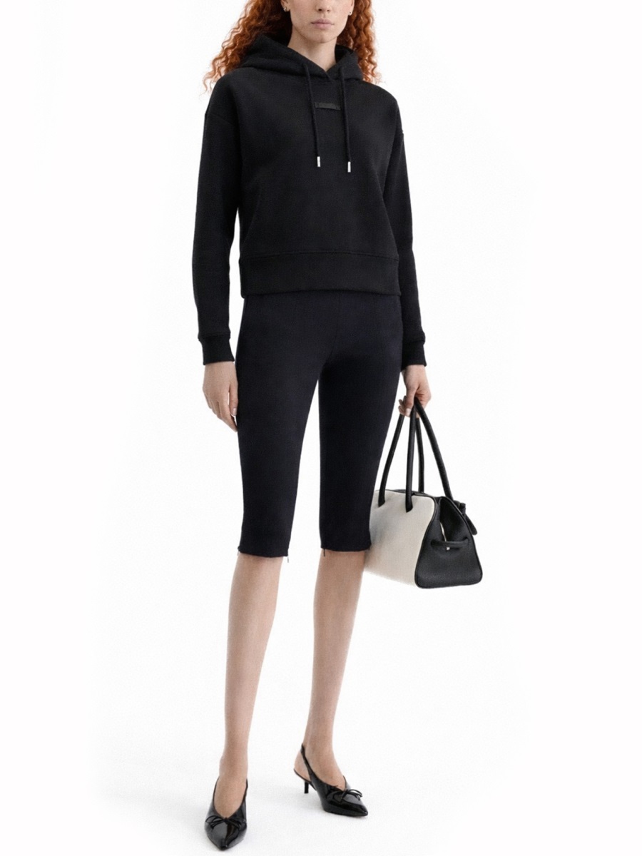 Grosgrain Black Cropped Minimalist Hoodie
