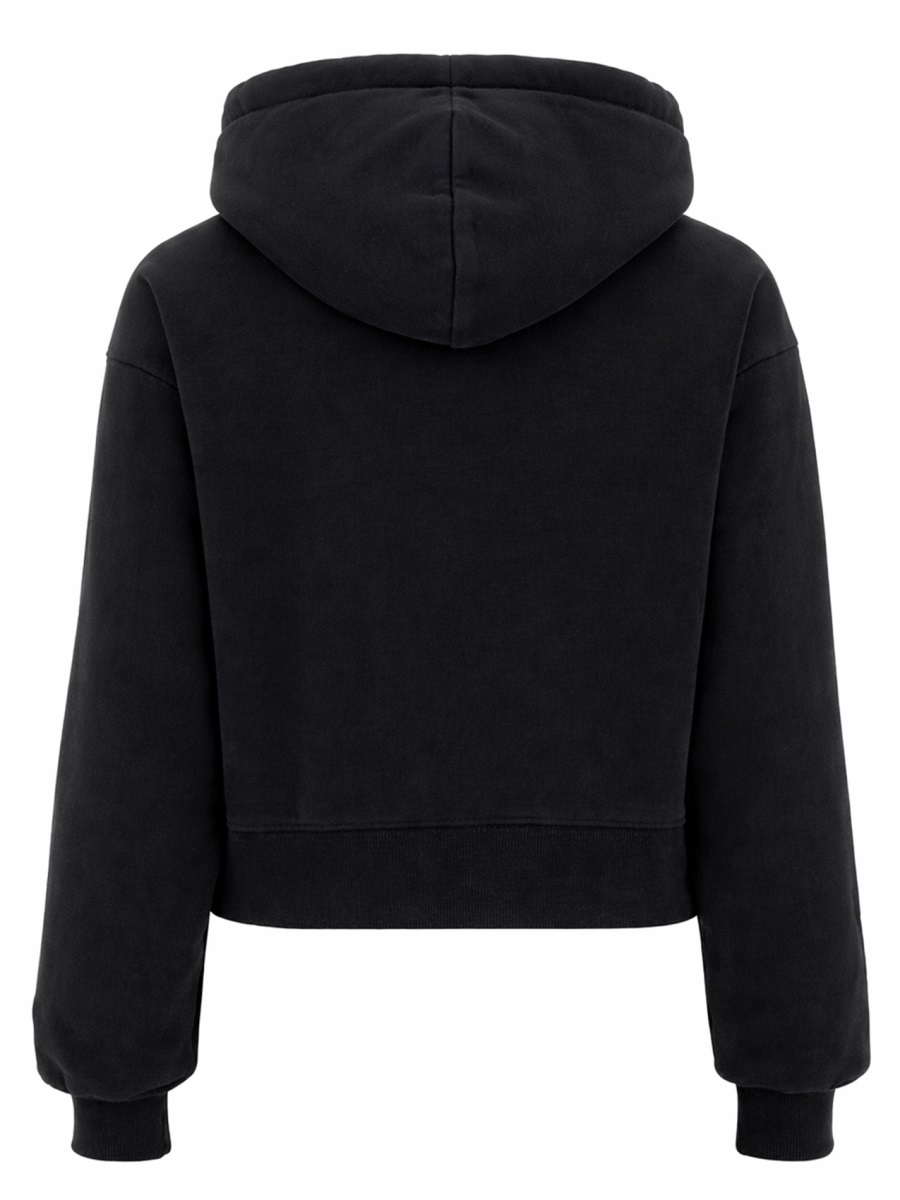Grosgrain Black Cropped Minimalist Hoodie