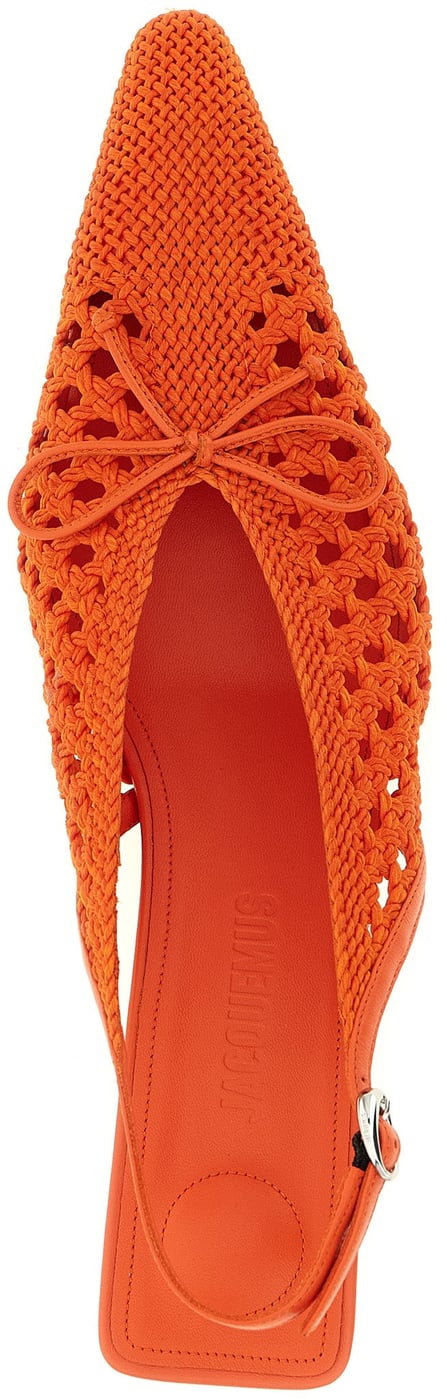 Jacquemus Orange Polyester Mid Heel Pumps