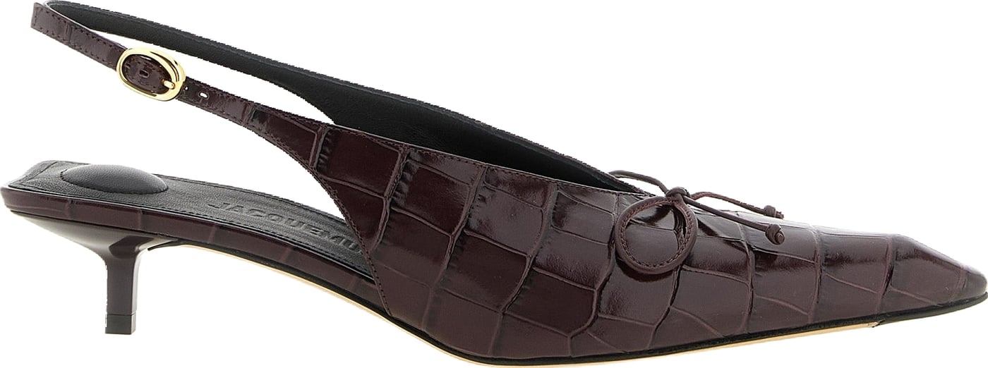 Jacquemus Bordeaux Calfskin Mid Heel Pumps