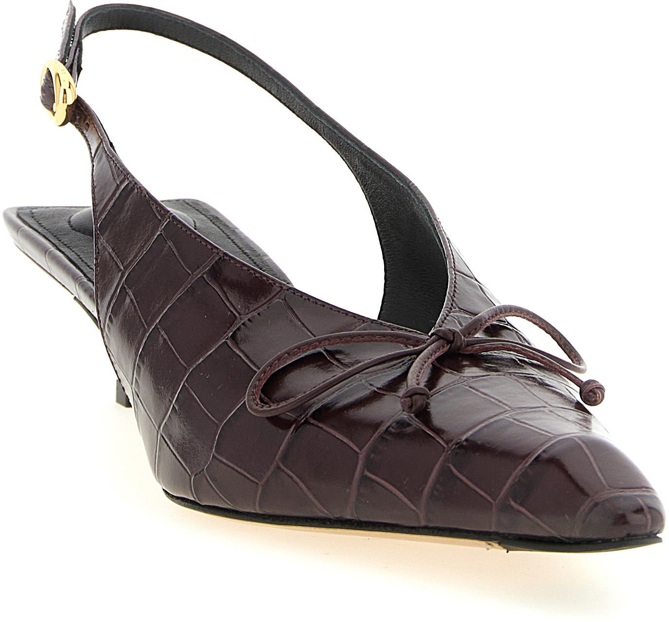 Jacquemus Bordeaux Calfskin Mid Heel Pumps