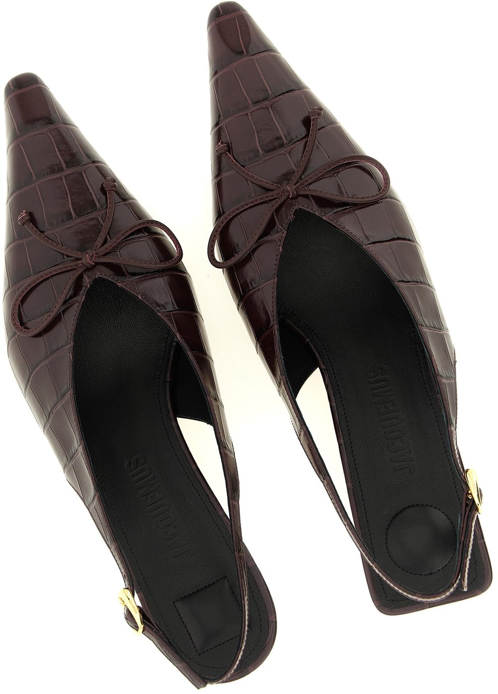 Jacquemus Bordeaux Calfskin Mid Heel Pumps