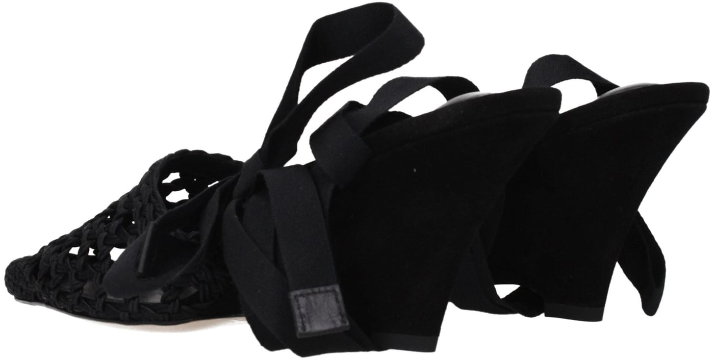 Jacquemus Black Fabric Strap-On Sandals