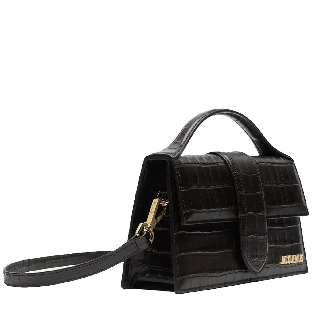 Jacquemus Large Bambino Black Crocodile Crossbody Bag