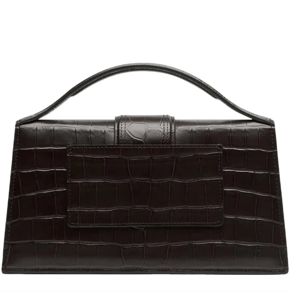 Jacquemus Large Bambino Black Crocodile Crossbody Bag