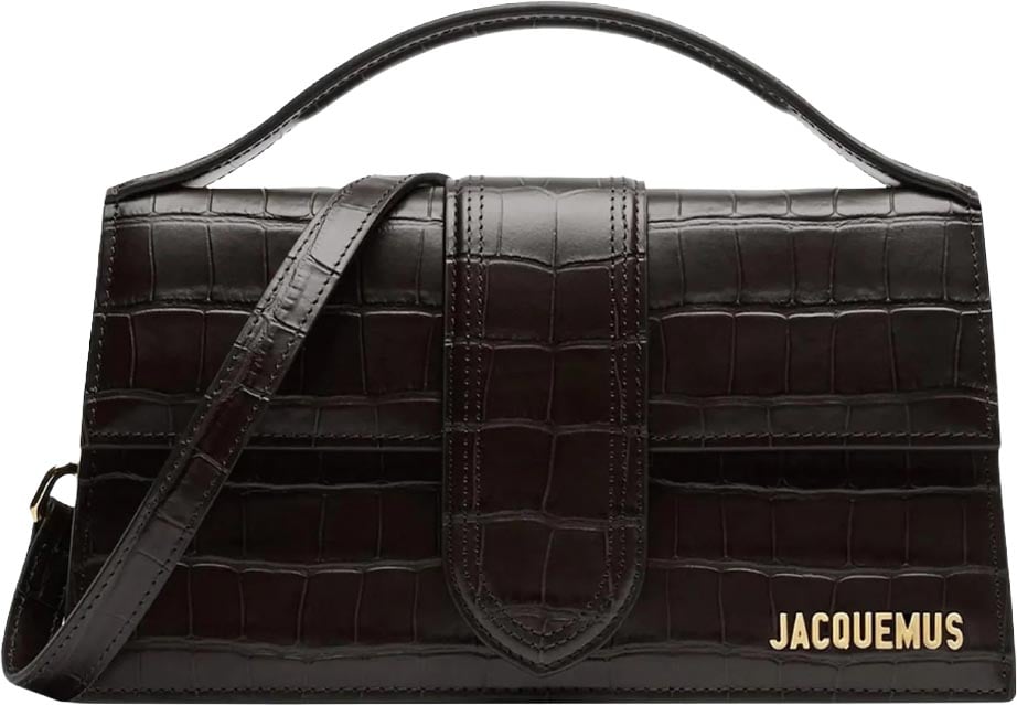 Jacquemus Large Bambino Black Crocodile Crossbody Bag