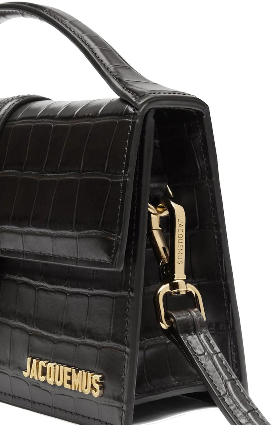 Jacquemus Large Bambino Black Crocodile Crossbody Bag