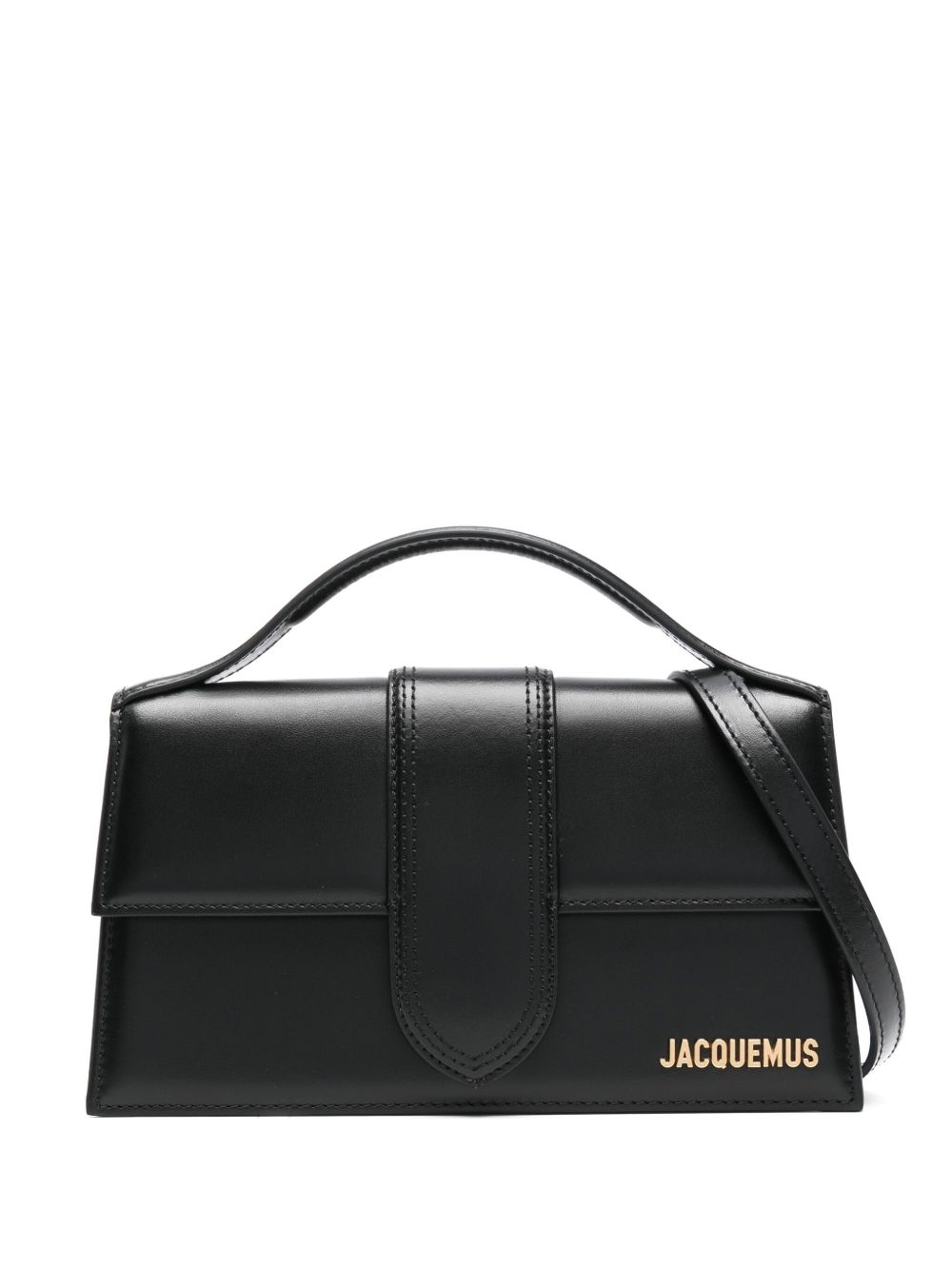 Structured Leather Handbag With Front Flap And Adjustable Strap
