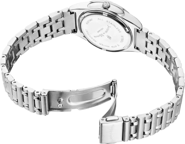 Jacques du Manoir Horloge JWL05902 Leonie Staal Quartz Swiss Made met Roze MOP Wijzerplaat 28mm
