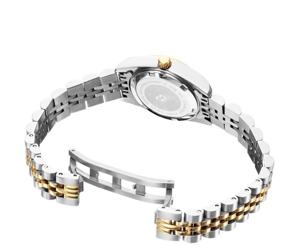 Jacques du Manoir Horloge NRO.08 Staal Bi-color Zilveren Wijzerplaat met Zirkonia 26mm