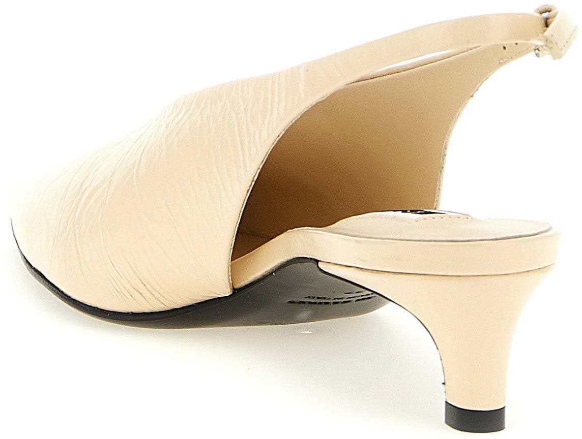 Jil Sander Beige Calfskin Mid Heel Pumps