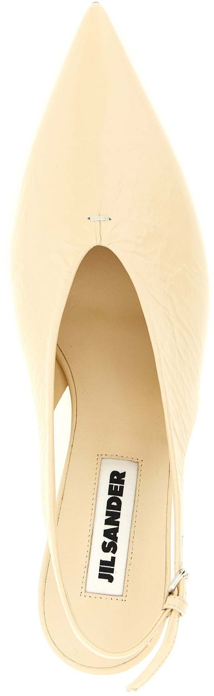 Jil Sander Beige Calfskin Mid Heel Pumps