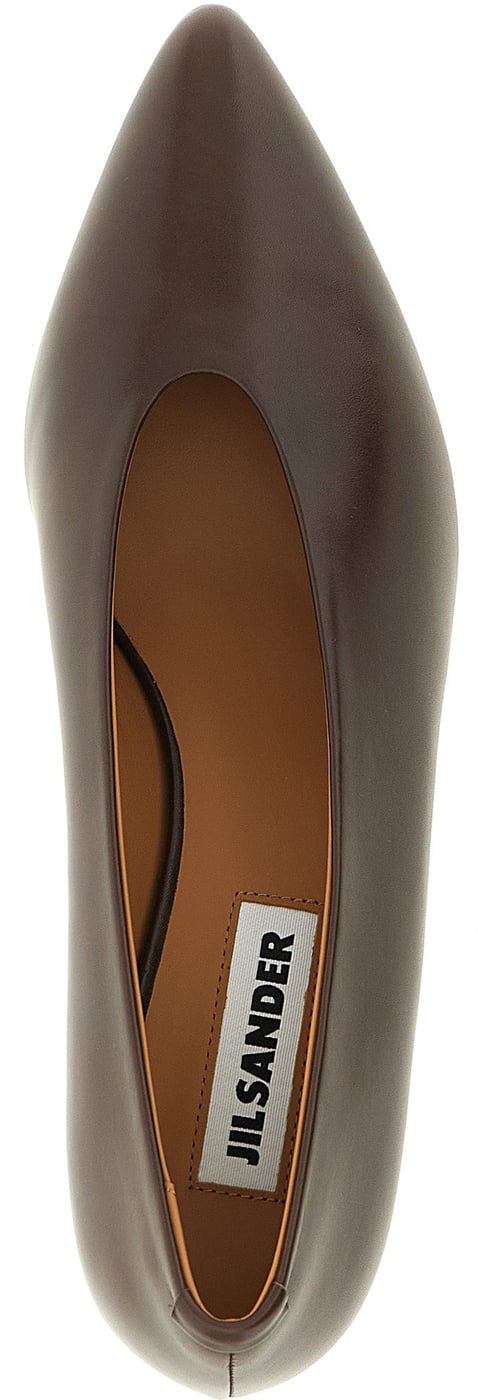 Jil Sander Brown Calfskin Mid Heel Pumps