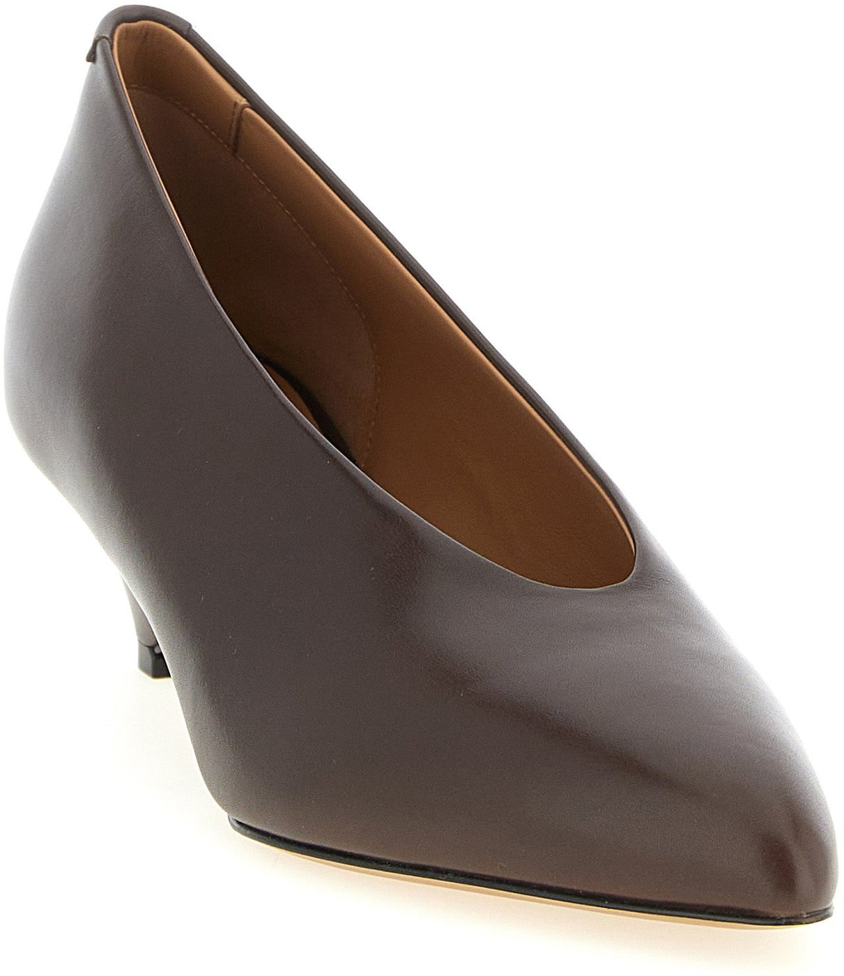 Jil Sander Brown Calfskin Mid Heel Pumps