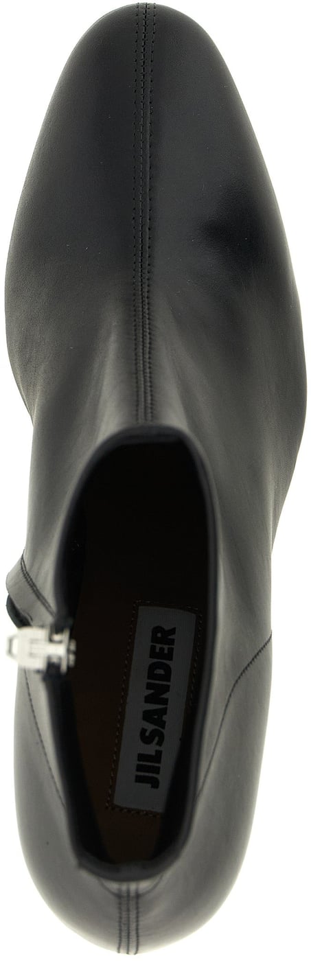 Black Polished Leather Block Heel Boots