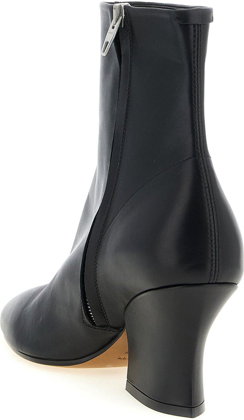Black Polished Leather Block Heel Boots