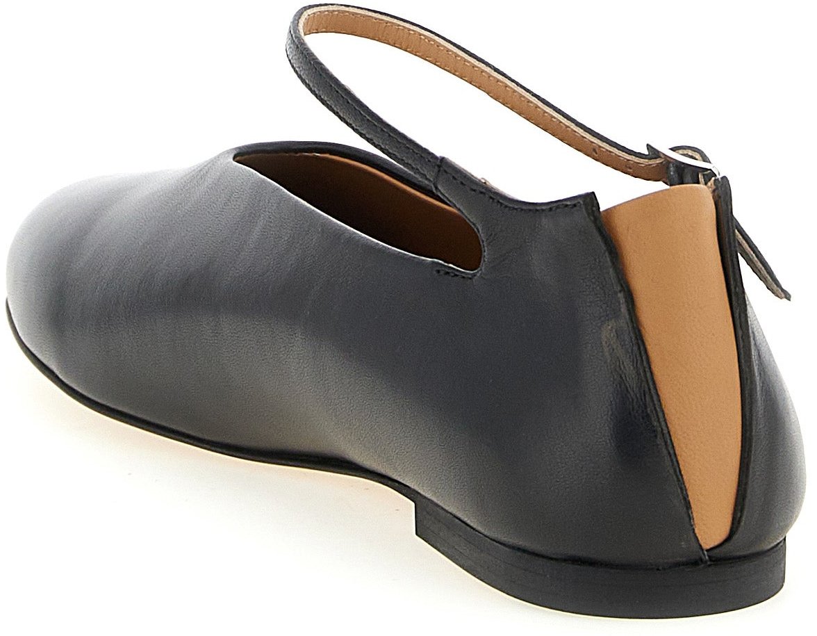 Jil Sander Black Calfskin Ballet Flats