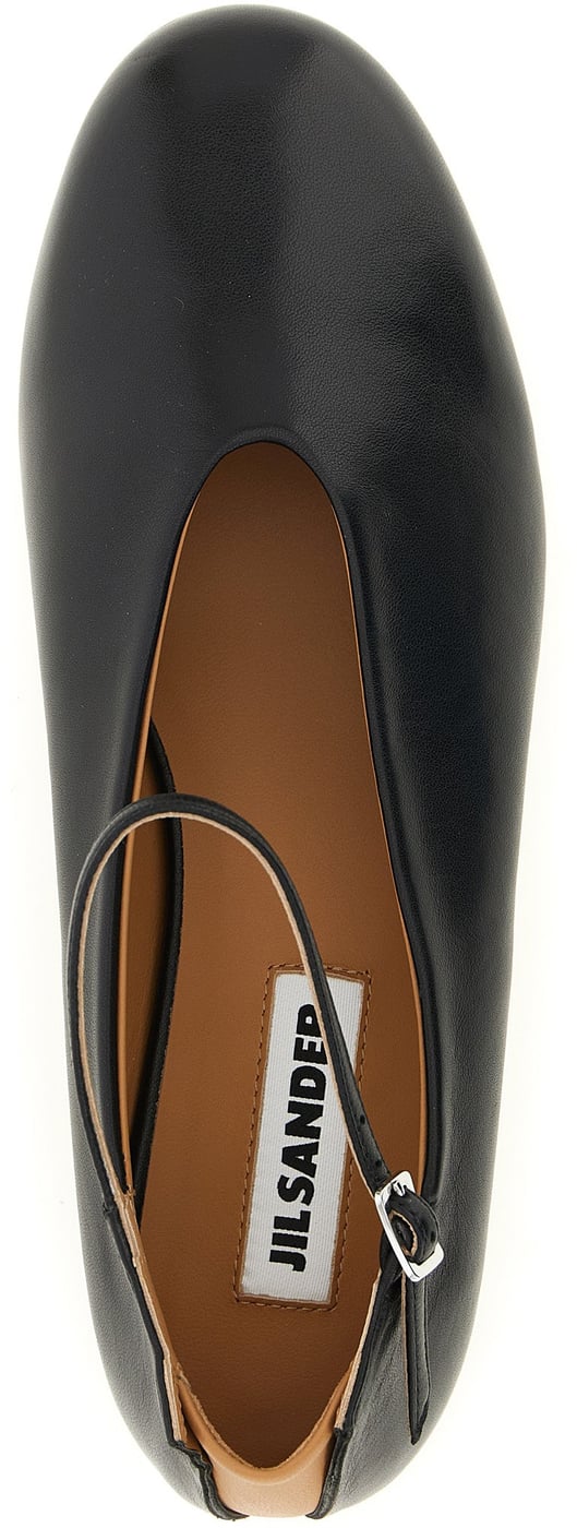 Jil Sander Black Calfskin Ballet Flats