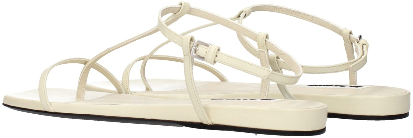 Jil Sander Beige Leather Flip-Flop Sandals
