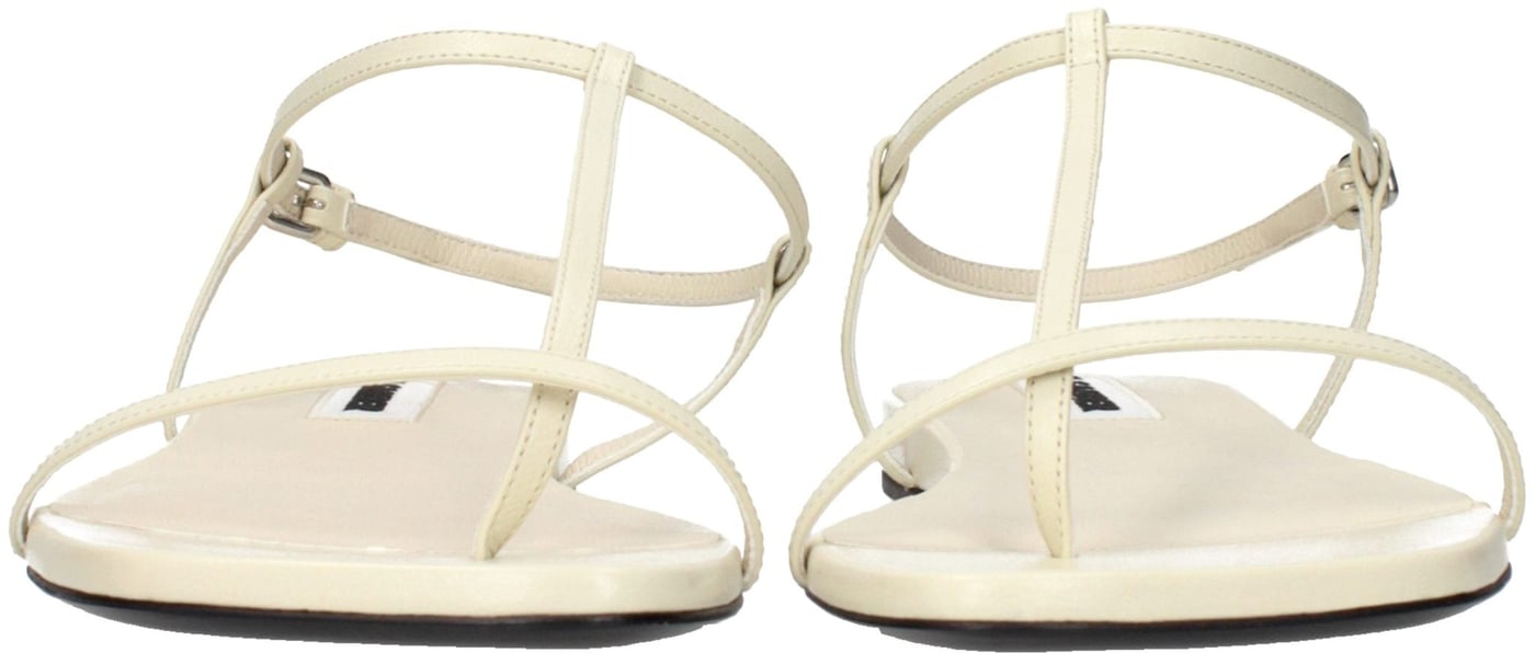 Jil Sander Beige Leather Flip-Flop Sandals