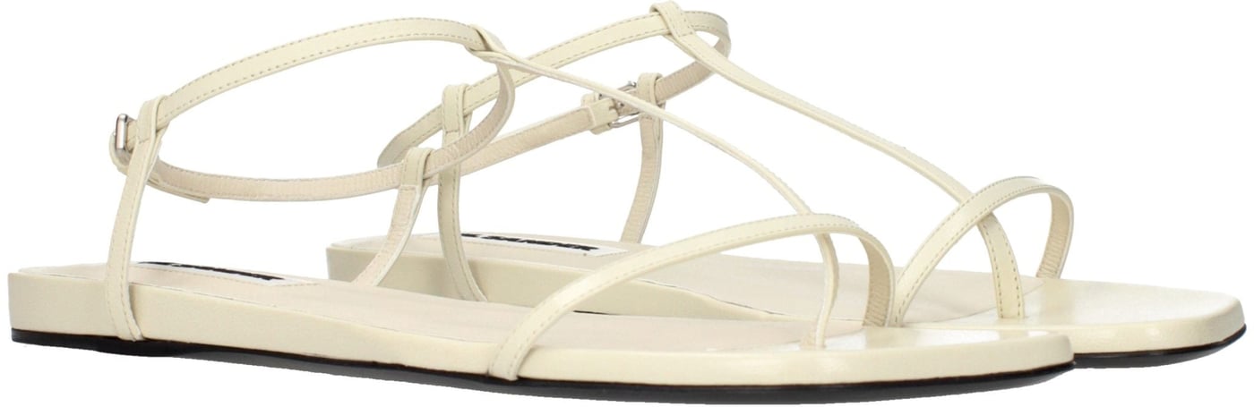 Jil Sander Beige Leather Flip-Flop Sandals