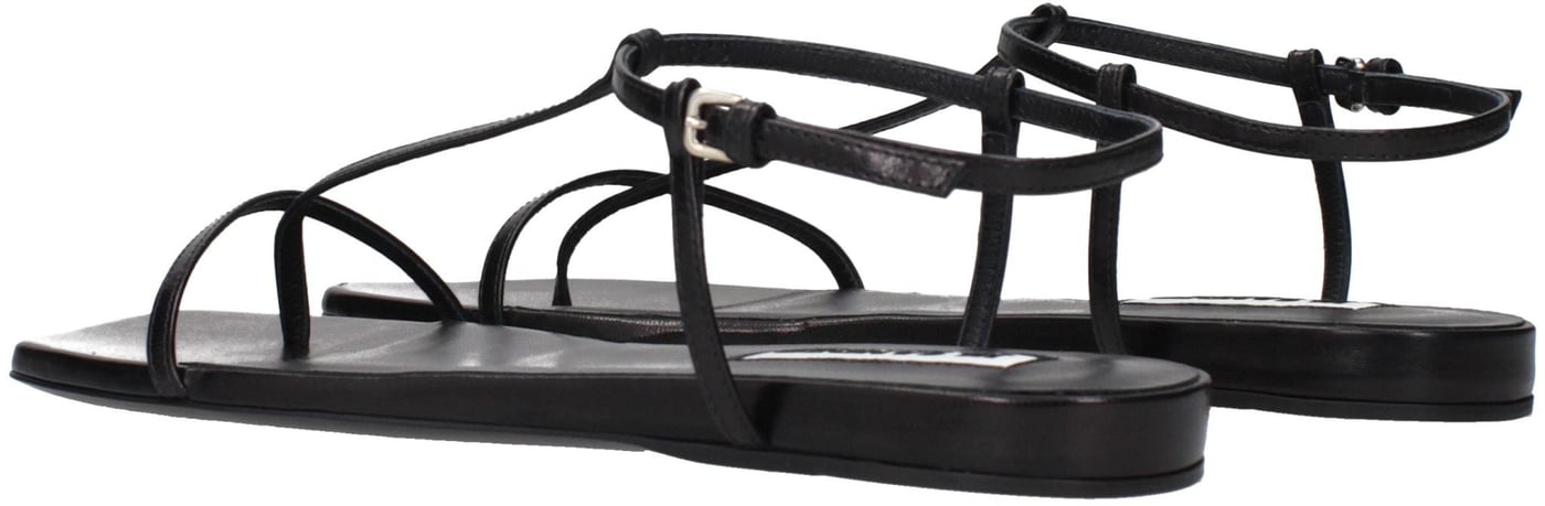 Jil Sander Black Leather Flip-Flop Sandals
