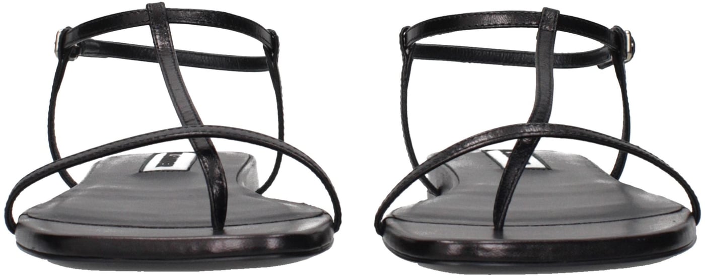 Jil Sander Black Leather Flip-Flop Sandals