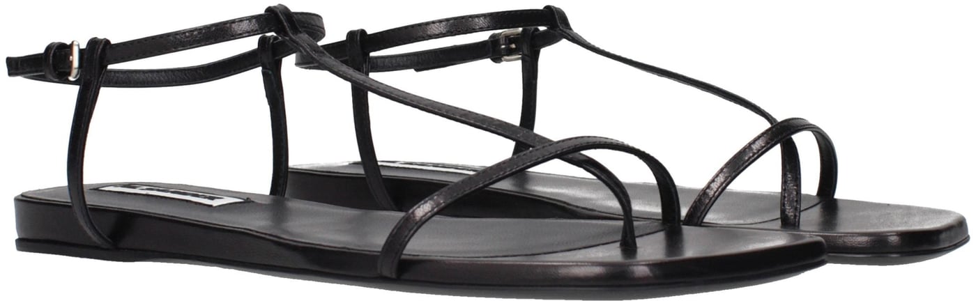 Jil Sander Black Leather Flip-Flop Sandals