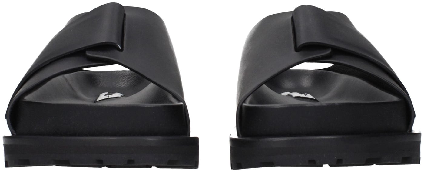Jil Sander Black Leather Slippers