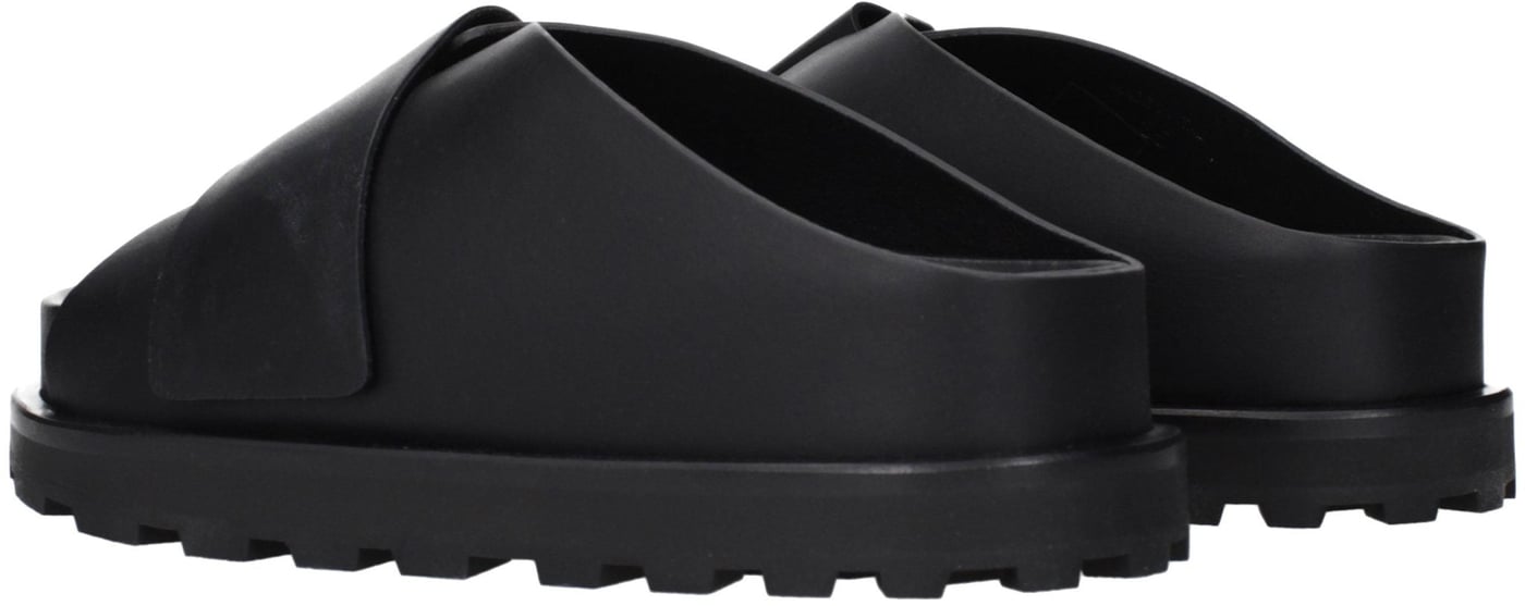 Jil Sander Black Leather Slippers