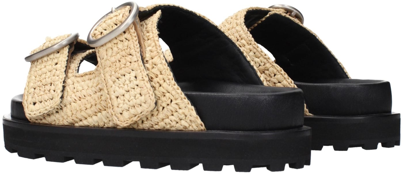 Jil Sander Beige Raffia Slippers