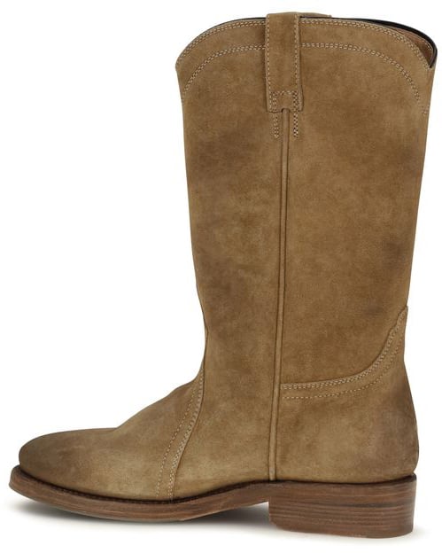 Mid-Calf Boots In Soft Calf Suede With Rounded Toe