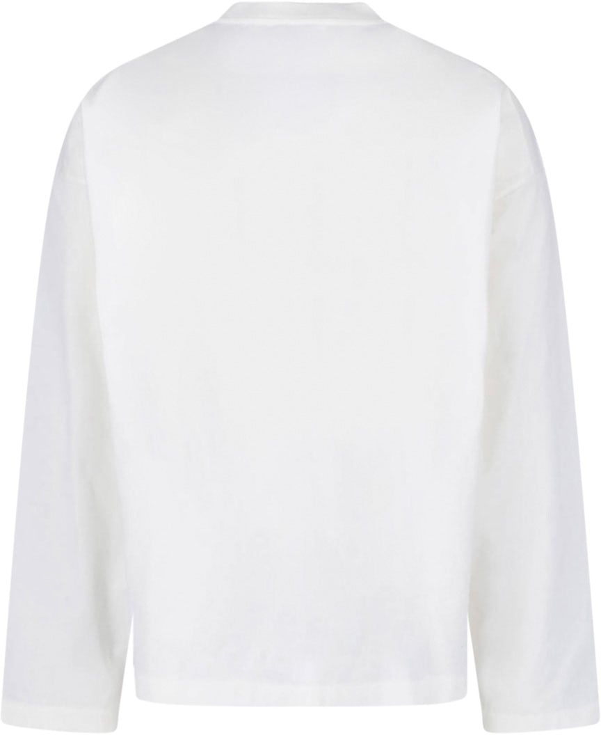 White Crewneck Long-Sleeve Cotton T-Shirt