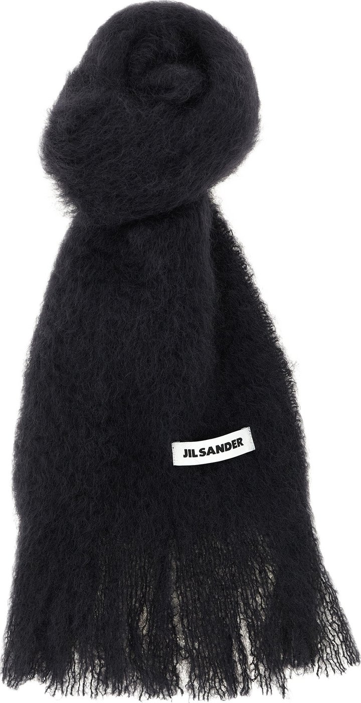 Jil Sander Black Wool Scarf