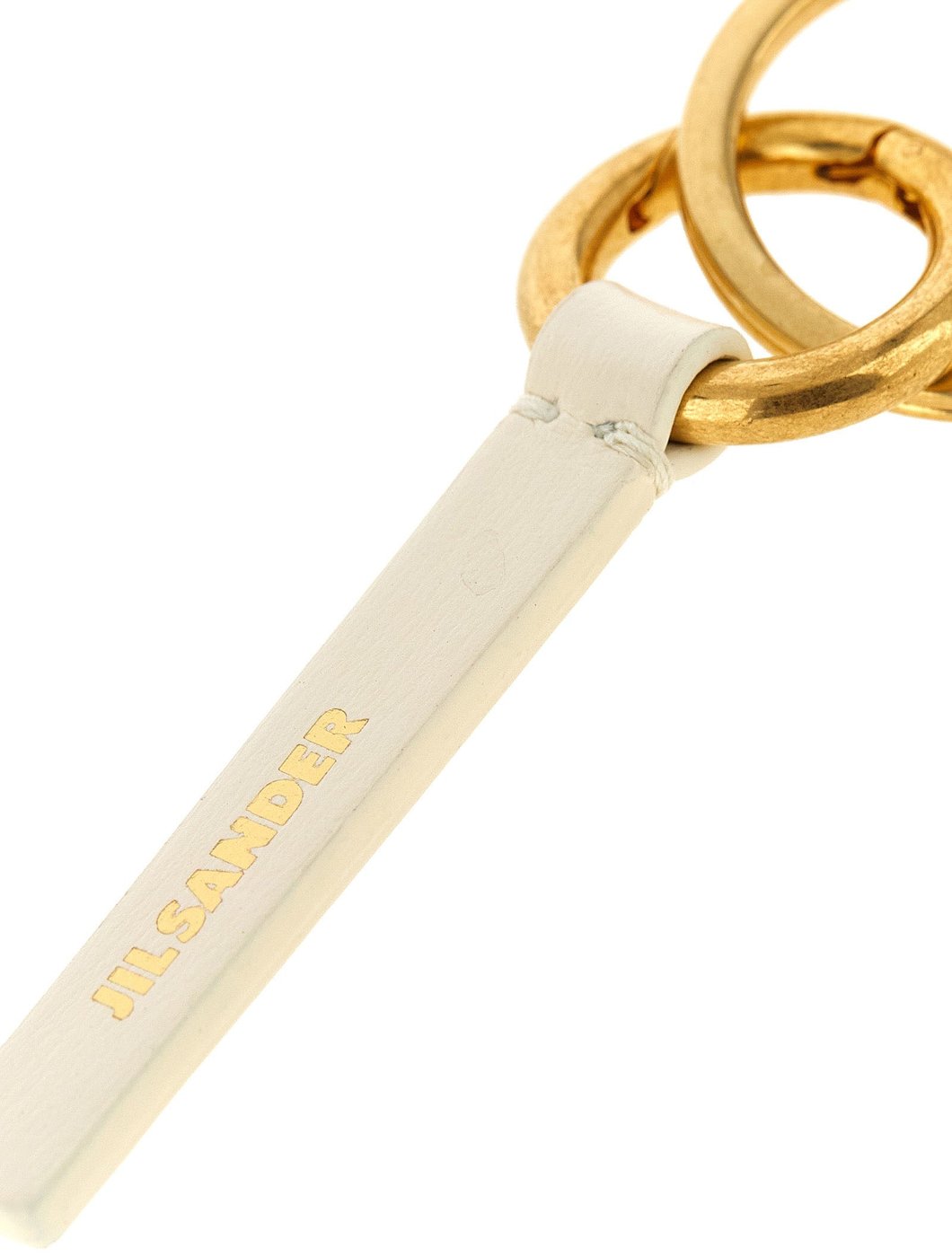 Jil Sander White Calfskin Keychain
