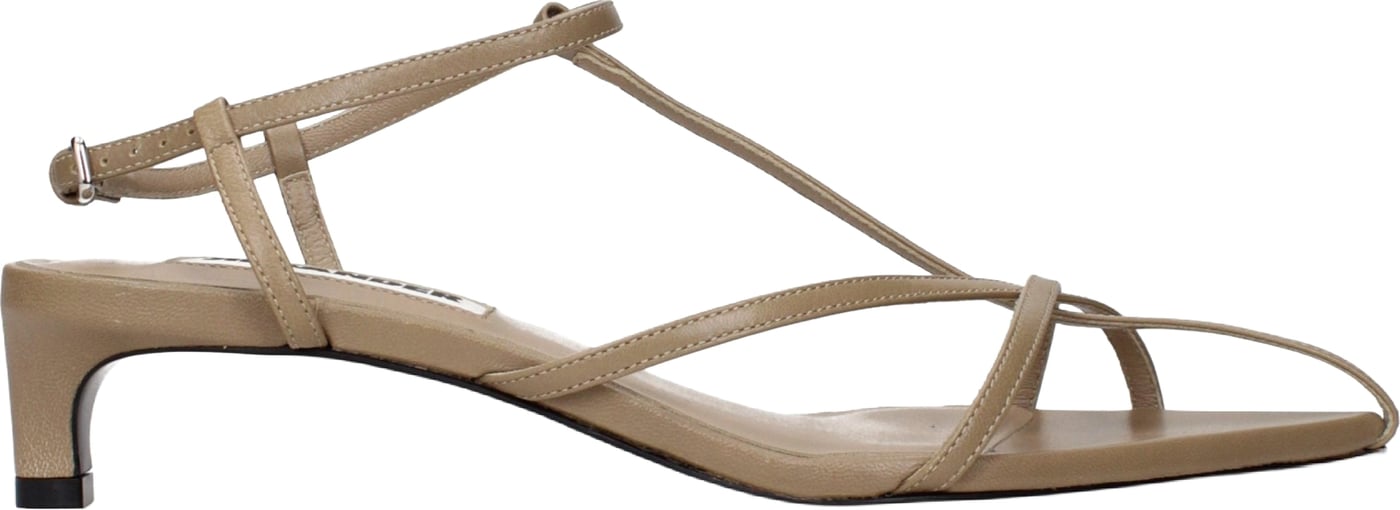 Jil Sander Beige Leather Flat Sandals