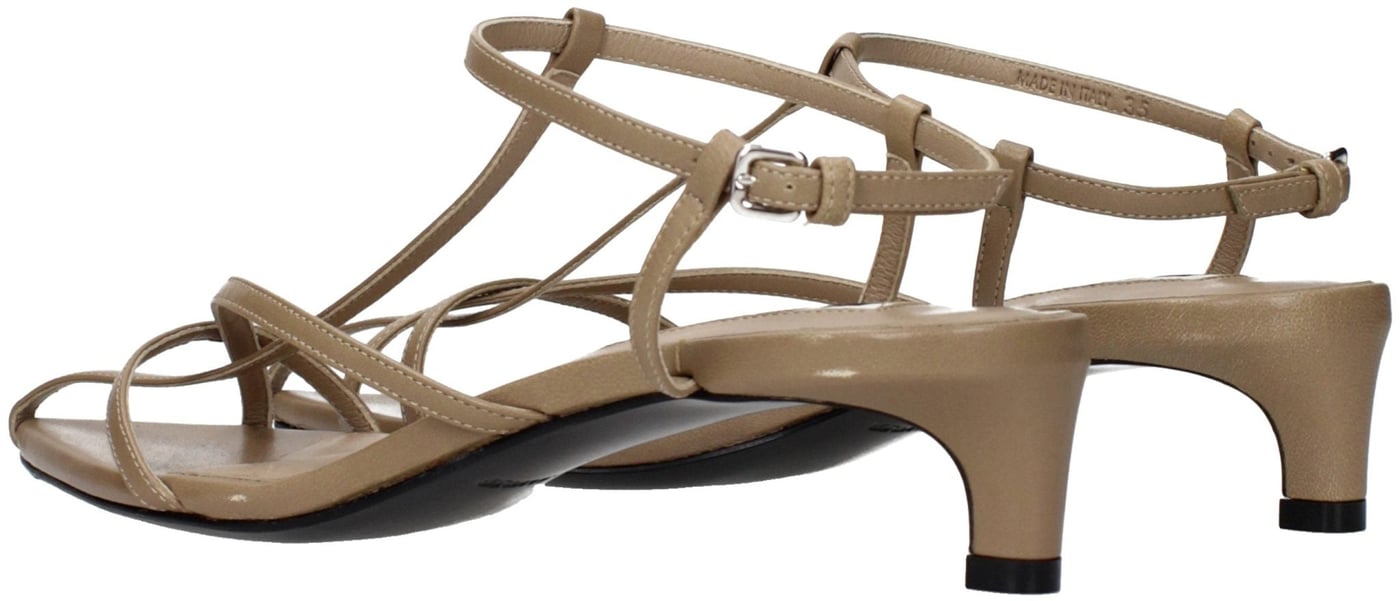 Jil Sander Beige Leather Flat Sandals