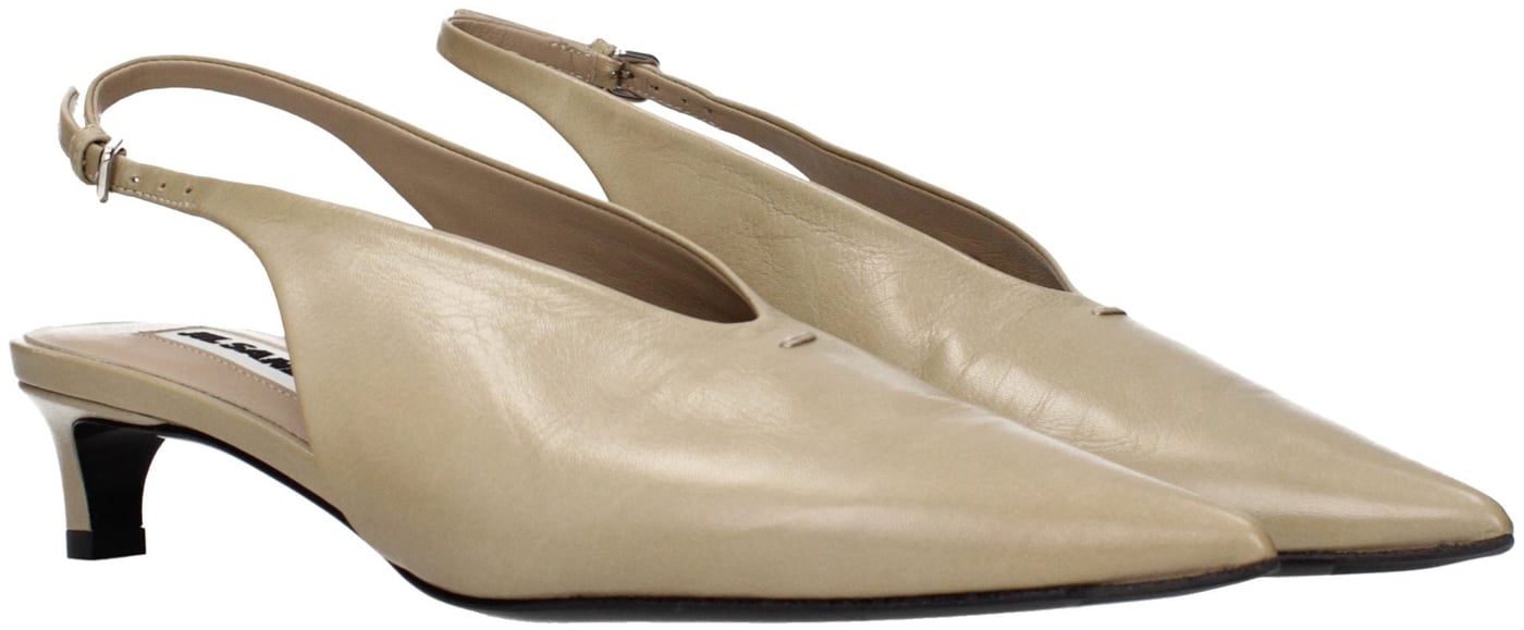 Jil Sander Beige Leather Mid Heel Pumps
