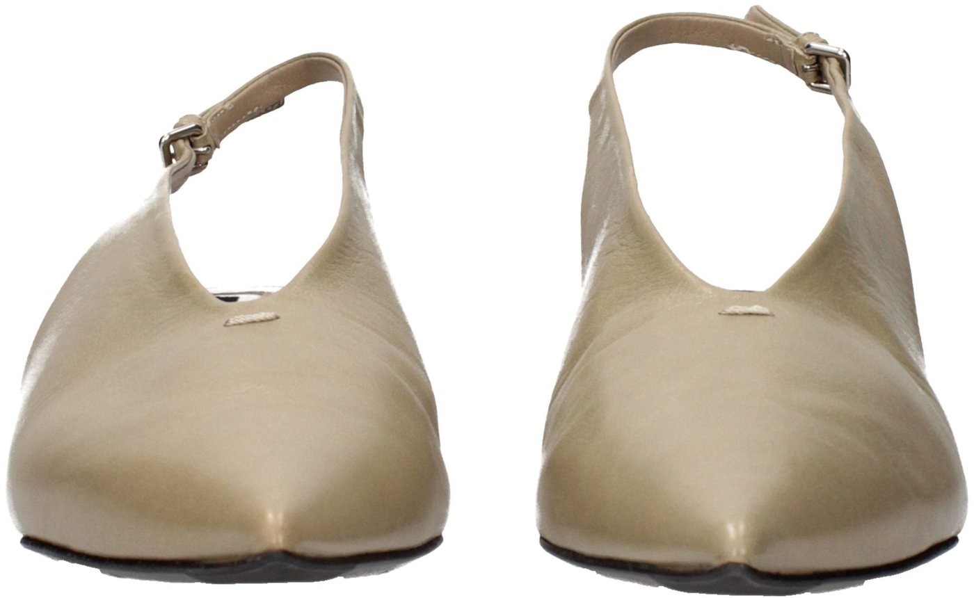 Jil Sander Beige Leather Mid Heel Pumps